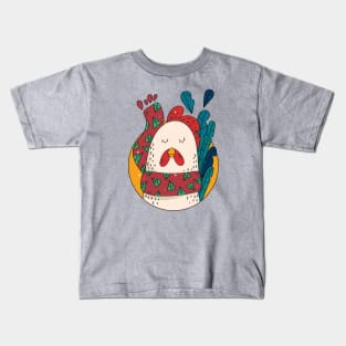 Cute Christmas Chicken Illustration // Festive Animal Cartoon Kids T-Shirt